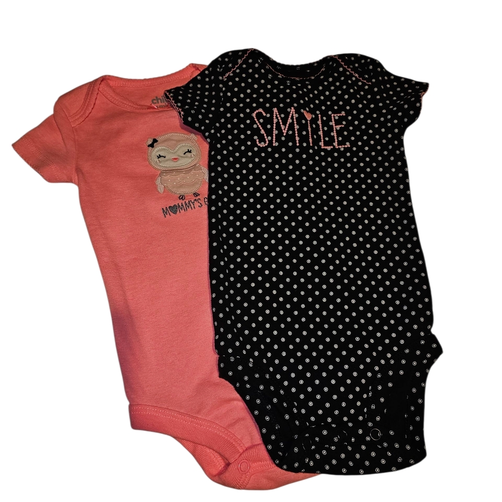 Carter's Pink and Black Polka Dot Bodysuits